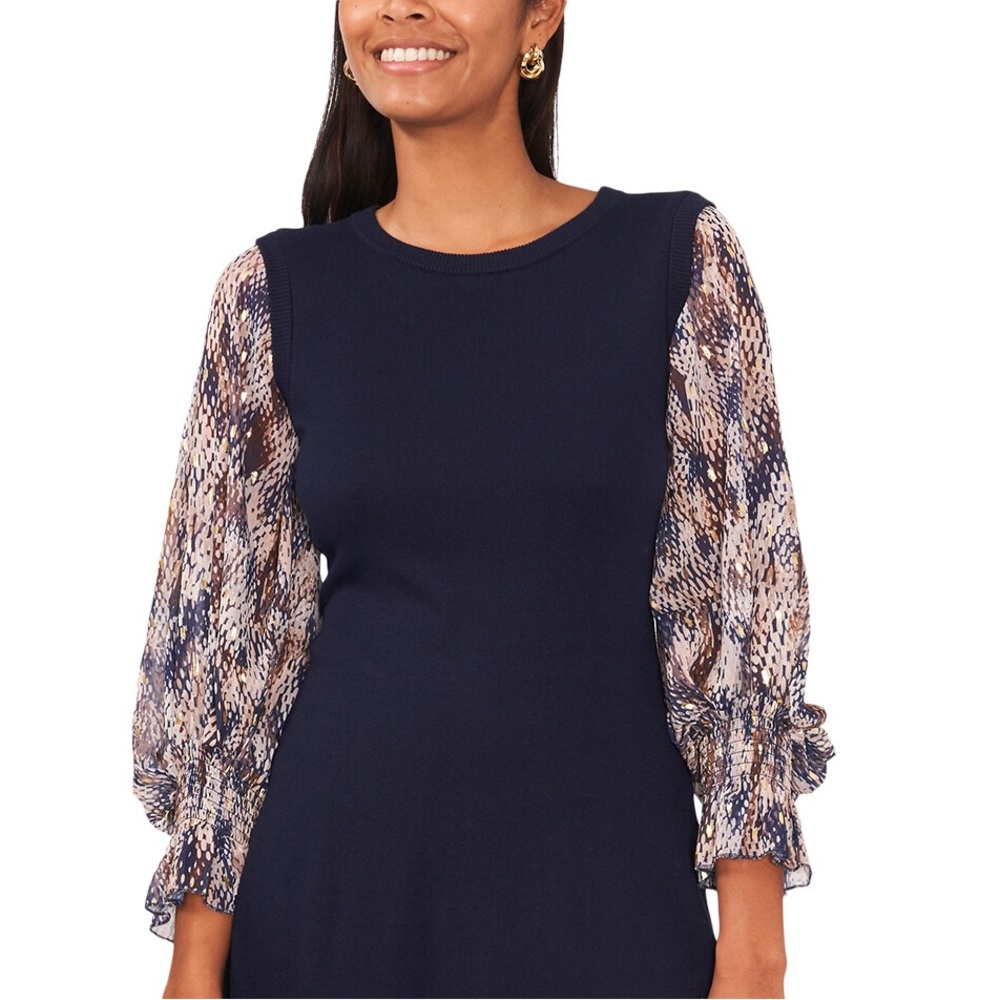 THML Elegant blouse top with Patterned Sleeves  size M